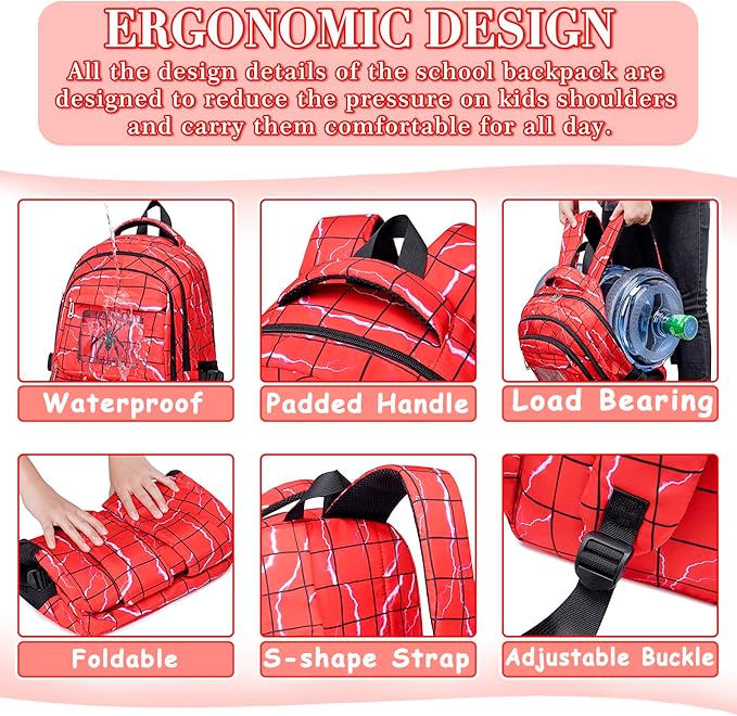 Boys Backpack With Lunch Box Kids School Backpacks for Elementary Kindergarten Preschool Mochila Para Niños 6-8 10-12 4 5 6 7 8 9 10 11 12