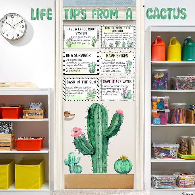 Cactus Bulletin Board Decorations Plant Motivational Bulletin Board Set for Back to School Decorations Succulent Classroom Decor