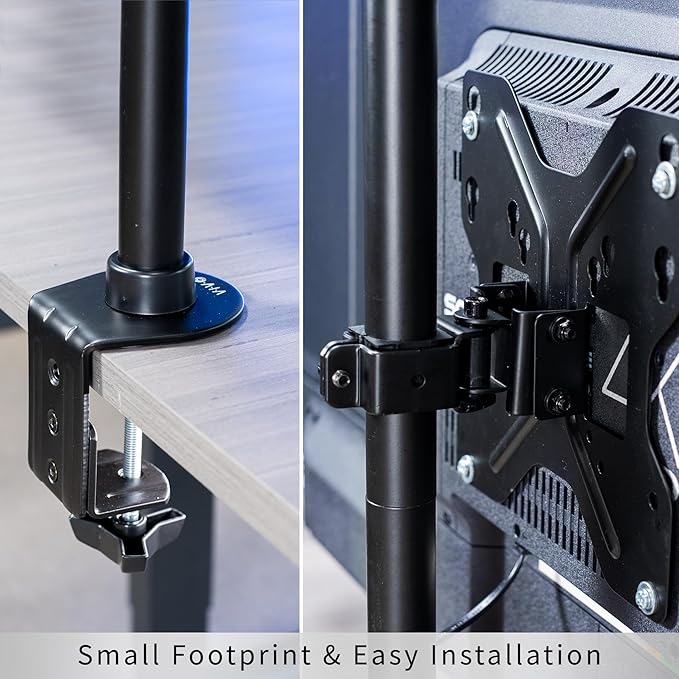 VIVO Ultra Wide TV Desk Mount for up to 55 inch Screens Weighing 66 lbs, Full Motion Height Adjustable Single Television Stand, Black, STAND-V155C