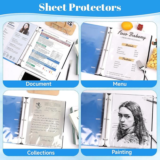 200 Pack Sheet Protectors for 3 Ring Binder - Clear Page Protectors & Plastic Sleeves for Paper 8.5x11 Inch, Binder Sleeves and Paper Protector Sheet for Document, Letter Size, Top Loading