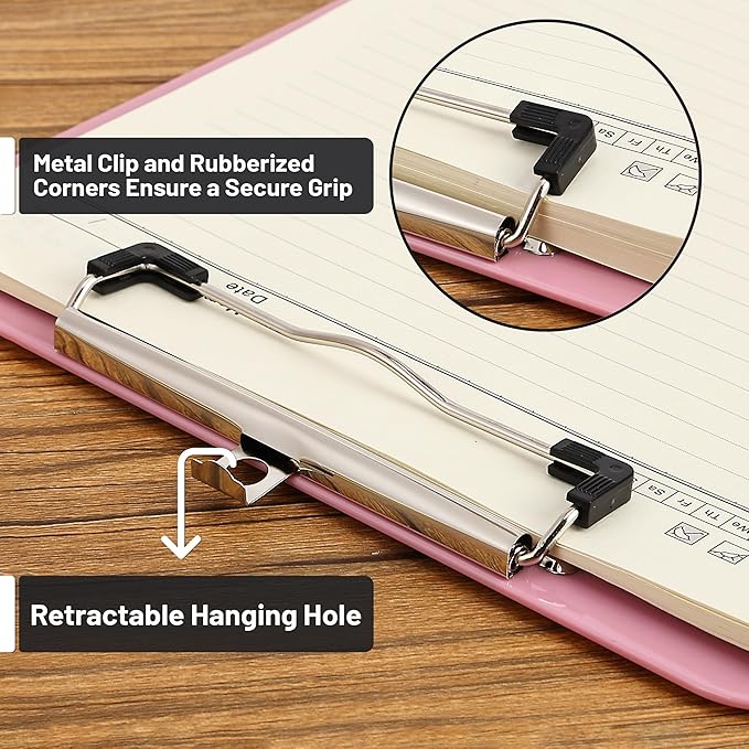 Mr. Pen- Plastic Clipboard, 12.5" x 9", 2 Pack, Clipboard Plastic, Low-Profile Metal Clip with Retractable Hanging Hole