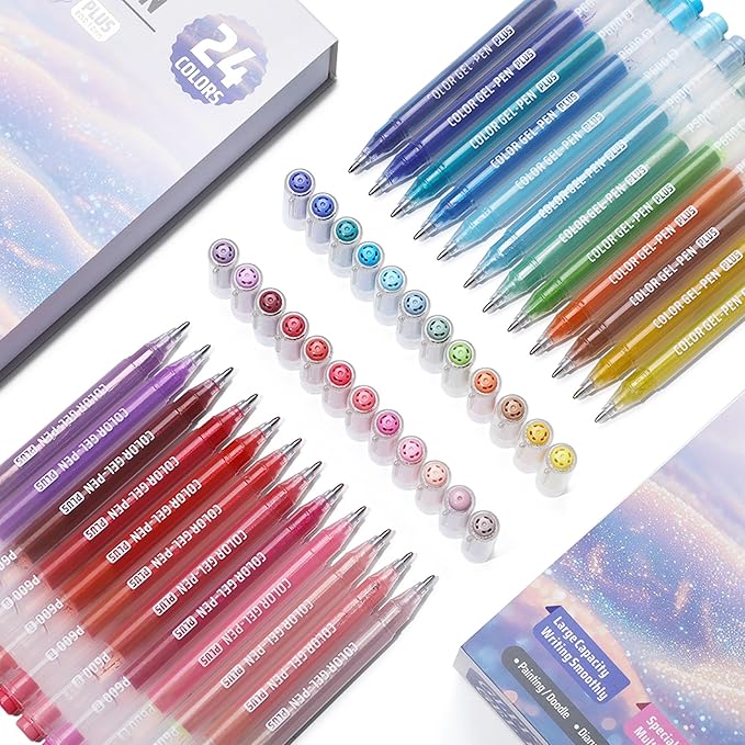 miikoul Glitter Gel Pens, 1.0mm Fine Tip Large Capacity Colored Drawing Pens Sparkle Paint Pen for Kids Adults DIY Craft Making, Coloring, Doodling, Scrapbooking, Christmas Decor