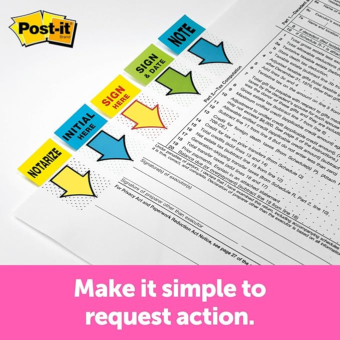 Post-it Sign and Date Flags, 200/Desk Grip Dispenser, 1 Dispenser/Pack, 1 in Wide, Bright Green (680-HVSD)