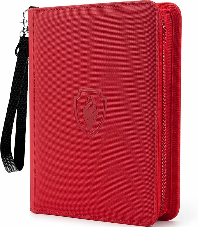 Premium 4 Pocket Zip Card Binder, Trading Card Binder for 320 Cards, Portable PU Card Collection Binder, Collector Card Album Folder for Game & Sports Cards (Red)