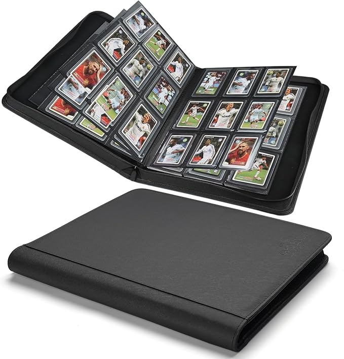 Toploader Binder,Toploader Hard Cases, 9-Pocket Pages Sleeves Hold up 288 Cards.Toploader Card Binder with Sleeves for “3×4” rigid，Card Holder(black)