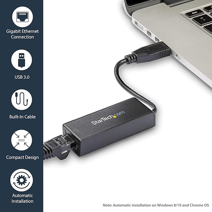 StarTech USB 3.0 to Gigabit Ethernet NIC Network Adapter - USB to RJ45 for 10/100/1000 Network