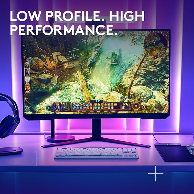 Logitech G515 Lightspeed TKL Low Profile Wireless Gaming Keyboard, LIGHTSYNC RGB, Thin Tenkeyless Design, Double-Shot PBT Keycaps, Linear (Red) Mechanical Switches - White