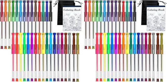 Shuttle Art Gel Pens, 32 Colors Gel Pen Set with Coloring Book for Adults Coloring Books Drawing Doodling Crafts Scrapbooking Journaling (Pack of 2)
