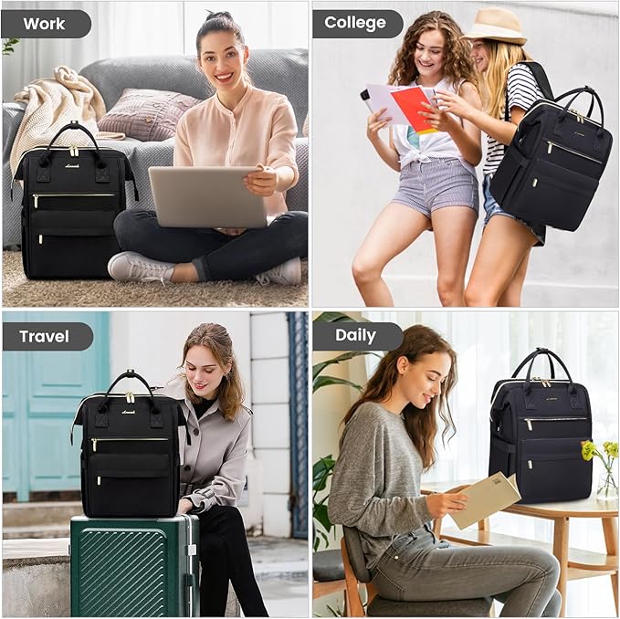 LOVEVOOK Laptop Backpack for Women, 17 Inch Work Teacher Nurse Bag with Laptop Compartment, Large Capacity Business Computer Backpack Purse with USB Port, Stylish Casual Daypack for Travel