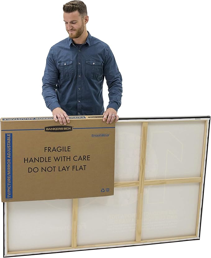 Bankers Box Adjustable - up to 65" TV/Picture/Mirror - Moving Box 3-Pack, Adjustable up to 40-in x 60-in x 4-in, (7711401)
