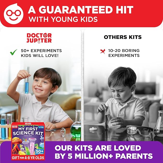 Doctor Jupiter My First Science Kit for Kids Ages 4-5-6-7-8 | Easter, Birthday Gift Ideas for 4+ Year Old Boys & Girls | Toy Stem Kit with 50+ Experiments | Learning & Educational Projects