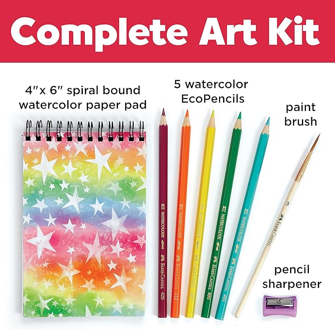 Faber-Castell How to Rainbow Watercolor Pencils Set - Kids Painting Kits, Art Kit for Kids 6-8+
