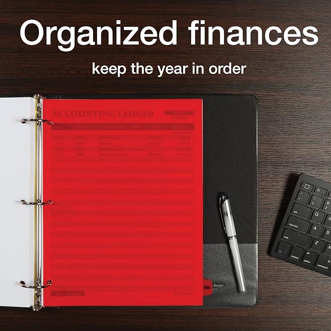 Oxford Plastic Monthly Dividers for 3 Ring Binders, 12 Multicolor Preprinted Tabs, Jan-Dec, Letter Size, 2 Pack (89608)