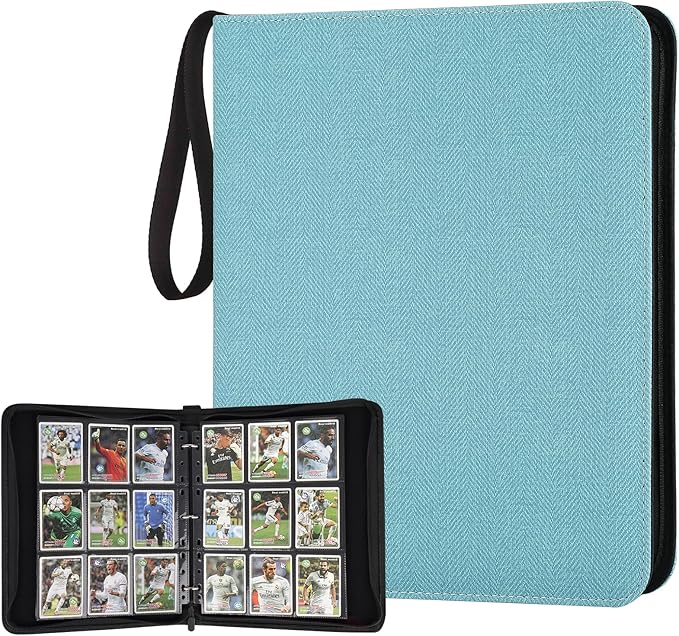 9 Pocket Card Binder, Premium Zip Trading Card Binder, 720 Double Sided Pocket PU Card Collection Binder, Collector Card Album, Card Folder for MTG, TCG, Sports Cards, Game Cards (Lake Blue)