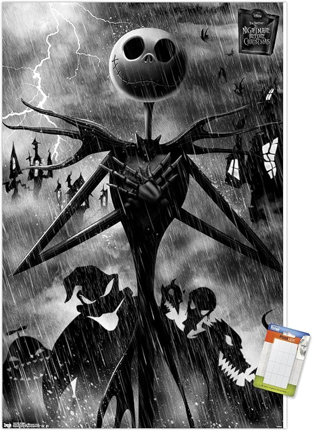 Trends International Disney Tim Burton's The Nightmare Before Christmas - Shadows Wall Poster, 34L x 22.4W, Premium Poster & Mount Bundle