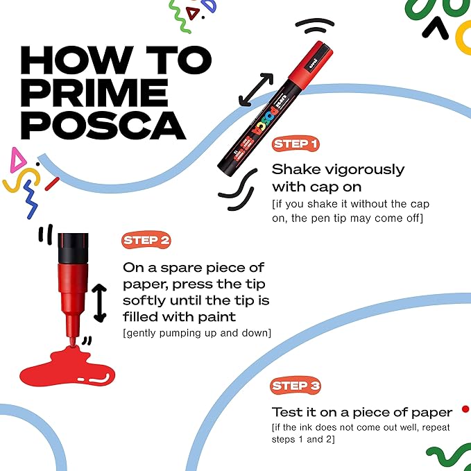 posca Markers Set, 8 Medium Paint Markers 5M, Metallic Tones – Gold, Silver, Bronze, Blue, Green, Red, Pink, Violet