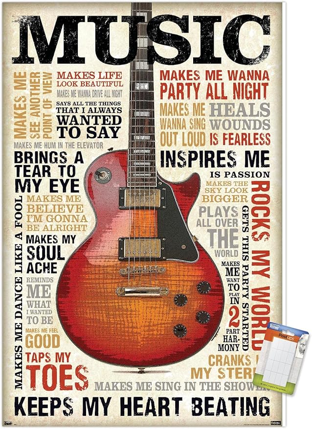 Trends International Music Inspires Me Wall Poster, 22.375" x 34", Premium Poster & Mount Bundle