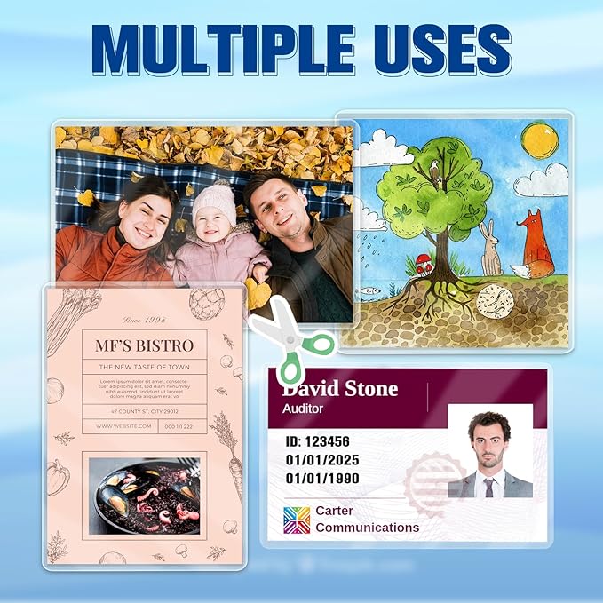 100 Pack 3 mil Index Card Laminating Pouches 3x5 File Card Laminating Pouches Lamination Pouches Recipe Card Laminating Pouches for Work Permits Pass Cards Student ID Cards