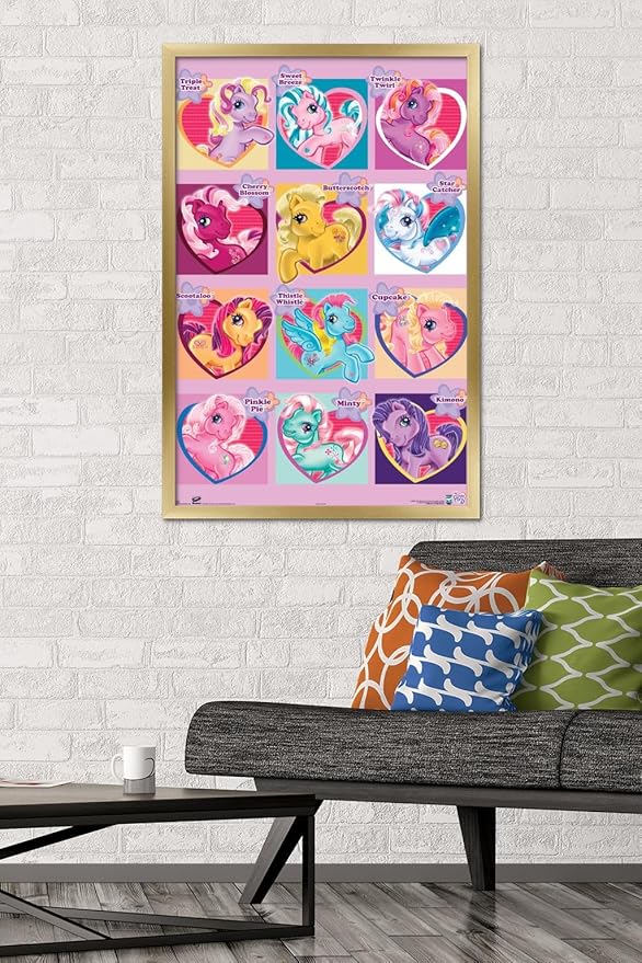 Trends International Hasbro My Little Pony - Chart Wall Poster, 22.375" x 34", Gold Framed Version