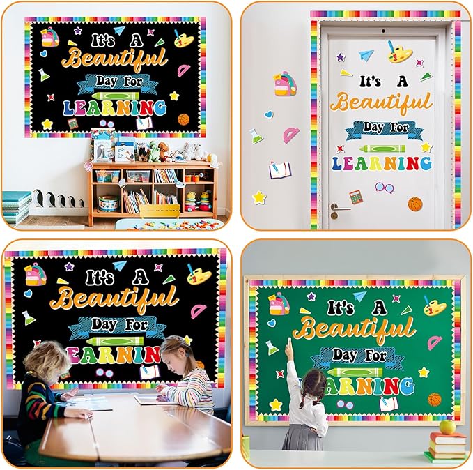 Classroom Bulletin Board Decorations Welcome Back to School Bulletin Set It's a Beautiful Day for Learning Classroom Decoration Colorful Cutouts for Teacher Kindergarten Preschool School Wall Decor