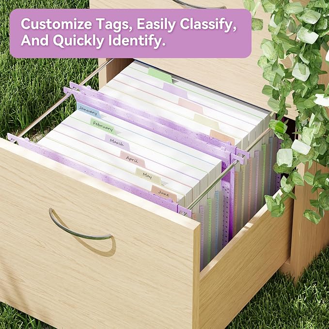 ANSOOK Wheat Straw Expanding Hanging File Folders Letter Size,1.2" Accordion Pockets File Organizer,3 Pack Filing Cabinet Folders,Large Capacity File Folder with Tabs,Purple Hanging File for Frame Box