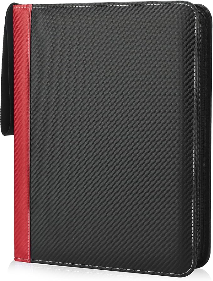 9 Pockets Trading Card Binder with Sleeves Card Organizer, 900 Double Sided Pocket PU Card Collection Binder, Baseball Binder,for Sports Card, MTG, TCG Yugioh Card (Red)