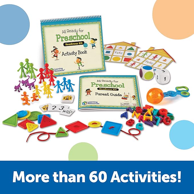 Learning Resources All Ready For Preschool Readiness Kit - 60 Activities Set, Ages 3+, Kindergartner Preparation Kit, Preschool Homeschool Curriculum