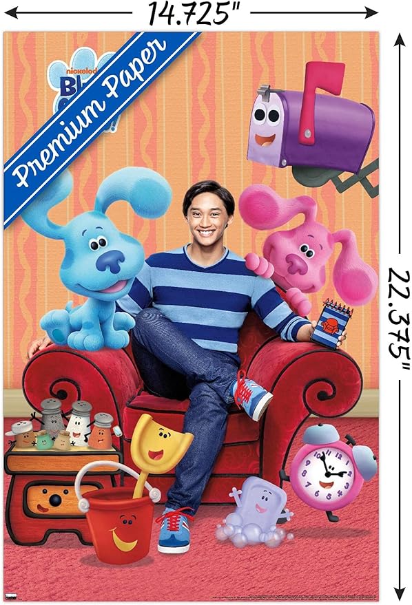 Nickelodeon Blue's Clues - Group Wall Poster, 22.4L" x 14.7W", Premium Poster & Mount Bundle