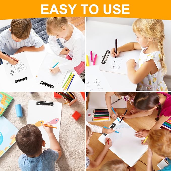 Dry Erase Wood Clipboard 2 Pack, Hardboard Clip Board 8.5x11 for Classroom, Students, Kid, Size 9" x 12.5", Double-Sided White Board, with Low Profile Clip, Office & School Supply