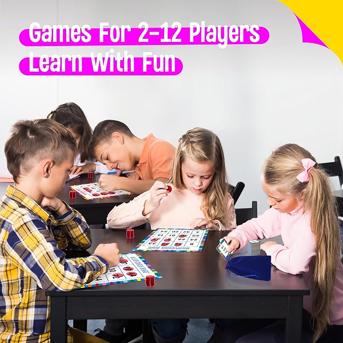 SpriteGru Multiplication & Division Bingo Game, 360 Math Problems, 2 Educational Math Board Game for Kindergarten and Preschool Kids, Perfect for Classroom & at Home