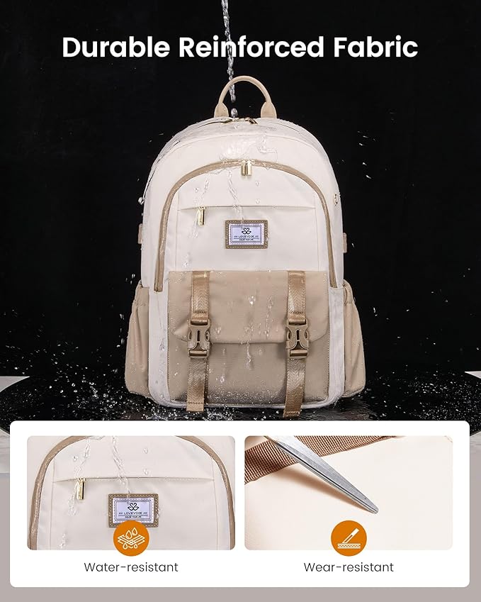 LOVEVOOK School Backpack for Girls Boys,Bookbag for Teen with Pouch Pocket for Large Capacity Cup, Waterproof School Bookbag, Preppy Backpack Travel Daypack with 15.6 inch Laptop Compartment