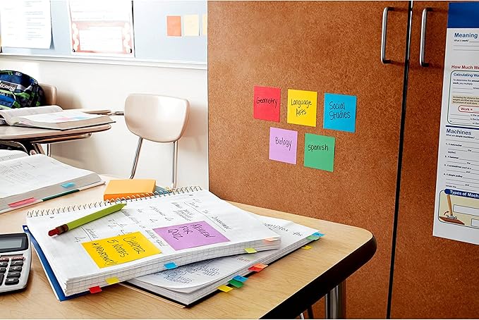 Post-it Super Sticky Notes, 5 Sticky Note Pads, 3 x 3 in., Ideal for Organization in Your Dorm, Home or Office, Single Color Packs Collection, Purple Iris