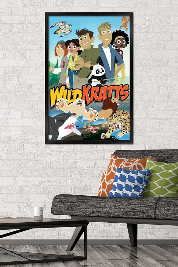 Wild Kratts - Group Wall Poster, 34L" x 22.4W", Black Framed Version