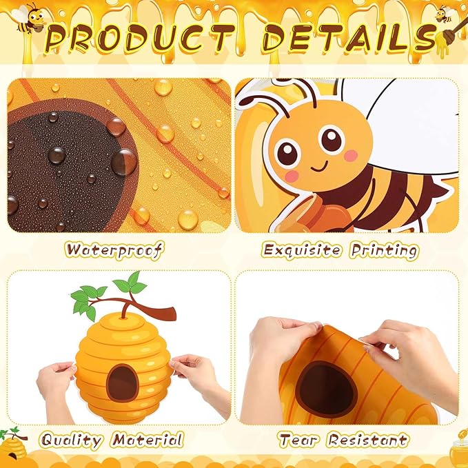 Pasimy Spring Bulletin Board Decorations 3D Sunflower Bulletin Board Set Bee Classroom Decor Honeycomb Butterfly Flower Cutouts Spring Borders for Home Office Wall Door Window Supplies(Honeybee)