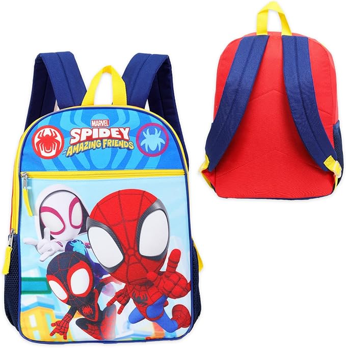 Marvel Spidey and His Amazing Friends Backpack Set - 5 Pc Spiderman School Supplies Bundle with 16” Backpack for Kids, Spidey Lunch Bag, Water Bottle, Stickers, and More | Spiderman Bag Pack