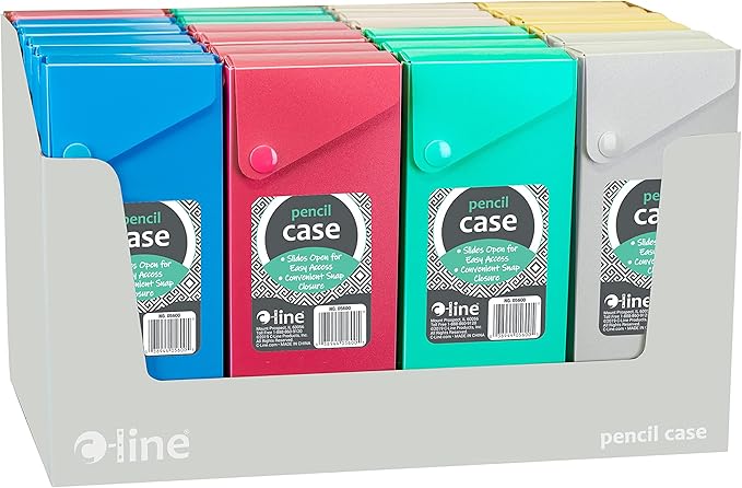 C-Line Slider Pencil Case, Poly, Pack of 24 Pencil Cases, Assorted Colors (05600-24)
