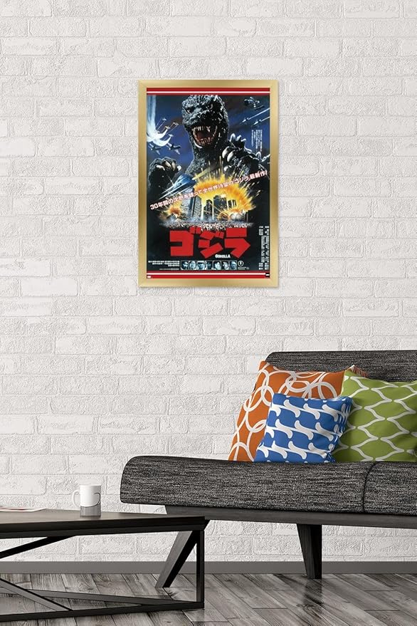Trends International Godzilla - The Return Of Godzilla One Sheet Wall Poster, 22.4L x 14.7W, Gold Framed Version