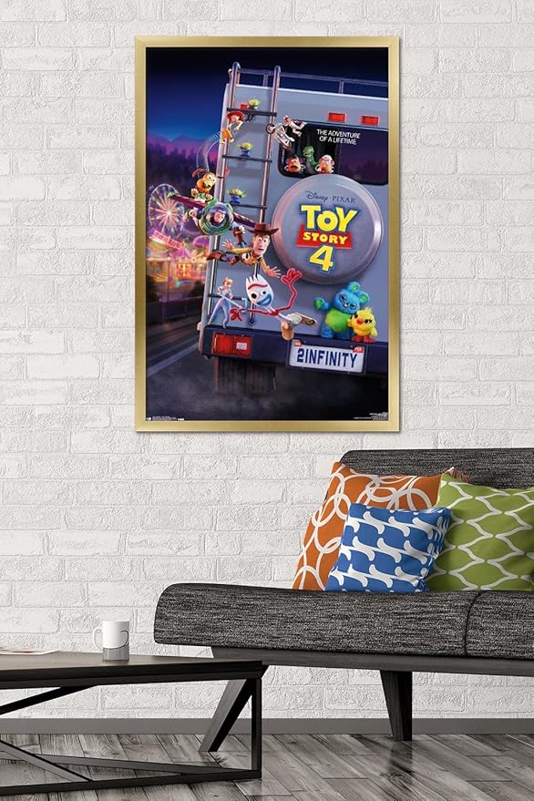 Trends International Disney Pixar Toy Story 4 - Final One Sheet Wall Poster, 22.375" x 34", Gold Framed Version