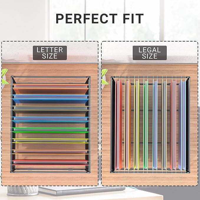 Hanging File Folder Frame for Legal and Letter Size,Hanging File Organizer Holder Rack Hanging Folder Rails for Filing Cabinet Desk Drawer,15.2" L x 12.4" W x 10.5" H,2 Pack