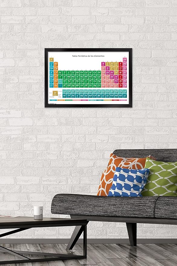Trends International Periodic Table Of Elements - Spanish Wall Poster, 14.725" x 22.375", Black Framed Version
