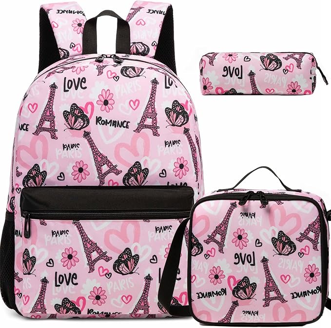 Kids Backpacks for Girls Backpack with Lunch Box Backpack for School Teens Girls with Pencil Case Kids Bookbag Age 8-12 for Elementary Middle School Students