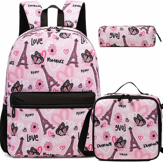 Kids Backpacks for Girls Backpack with Lunch Box Backpack for School Teens Girls with Pencil Case Kids Bookbag Age 8-12 for Elementary Middle School Students