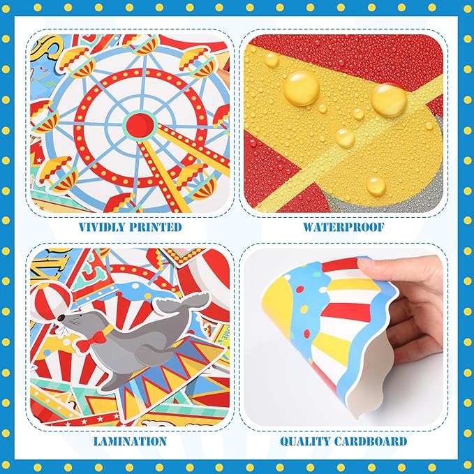 Epakh Circus Bulletin Board Set Welcome to The Carnival Classroom Decorations Carnival Circus Sign Post Paper Cutouts for Door Wall Decor Back to School Office Supplies