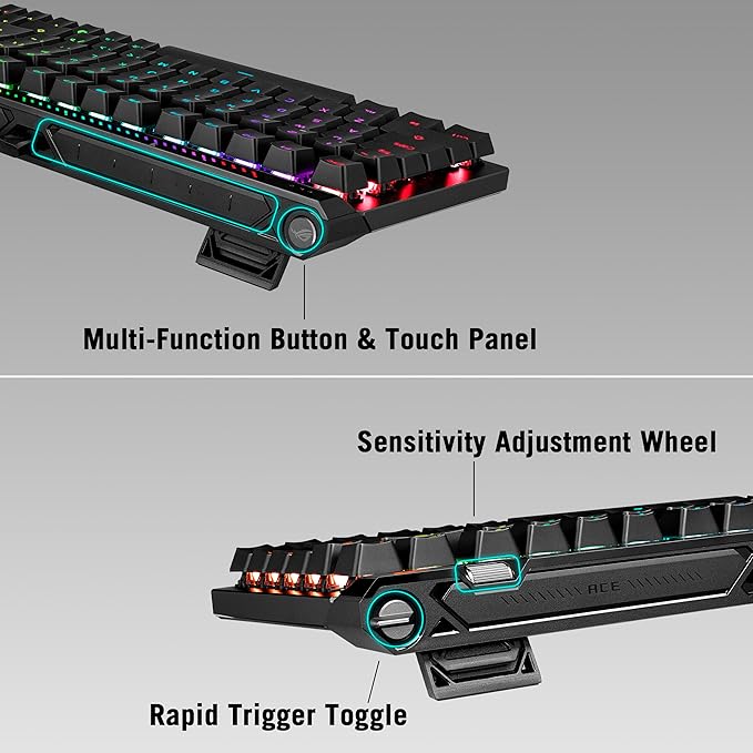 ASUS ROG Falchion Ace 75 HE Wired Analog/Hall Effect Gaming Keyboard – 75% TKL, USB, Hot Swappable HFX V2 Magnetic Switch, Rapid Trigger, 8KHz Polling, ABS Keycap, Carry Case, Web-based Config - Black