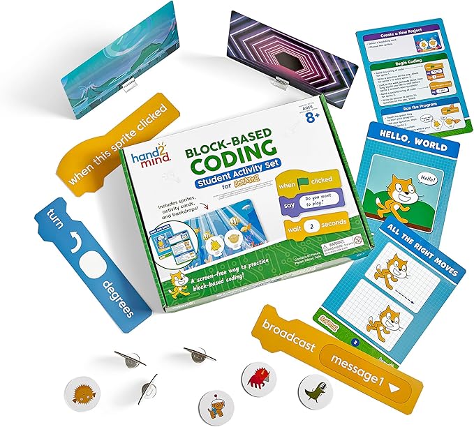hand2mind Scratch Block-Based Coding Student Activity, Learn to Code, Computer Science and Programming for Kids, STEM Activities, STEM Classroom, Coding for Kids 8-12, Science Teacher Supplies