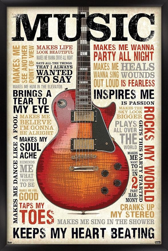Trends International Music Inspires Me Wall Poster, 14.725" x 22.375", Black Framed Version