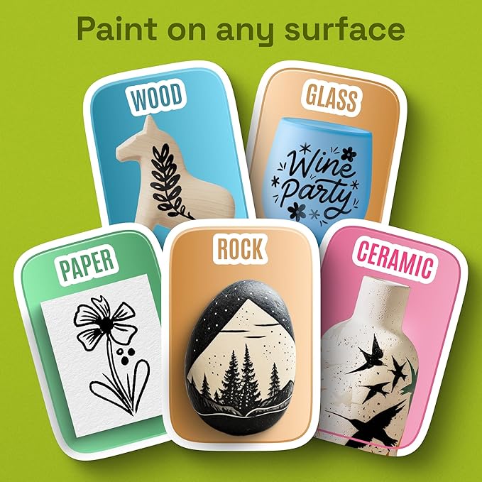 ARTISTRO 2 Black Acrylic Paint Markers - Brush Tip Paint Pens with Automatic Ink Control System for Rock, Egg, Wood, Fabric, Glass - Perfect for Crafting, Art Projects, & More