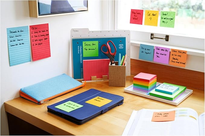 Post-it Super Sticky Notes, Assorted Sizes, 13 Pads, 2X The Sticking Power, Playful Primaries, Primary Colors (Red, Yellow, Green, Blue, Purple), Recyclable (4623-13SSAU) (Pack of 2)