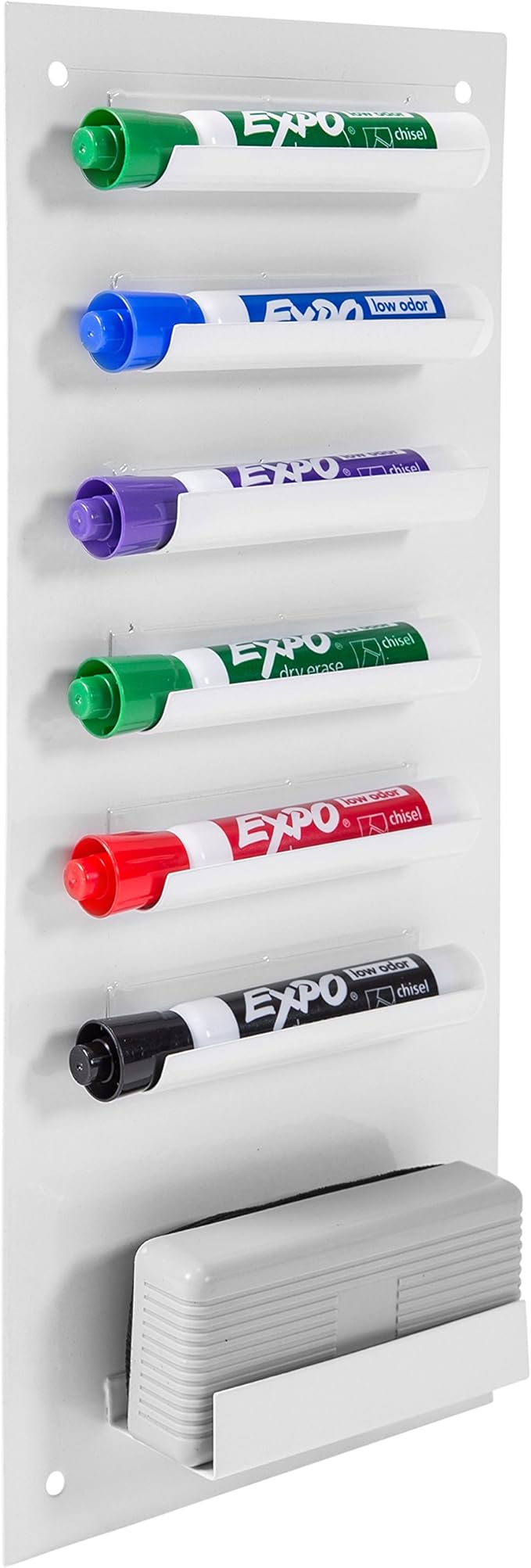 MyGift MyGit Whiteboard Marker Holder Wall Mounted White 7 Slot Dry Erase Marker Holder and Organizer for Wall for Classroom Office or Home