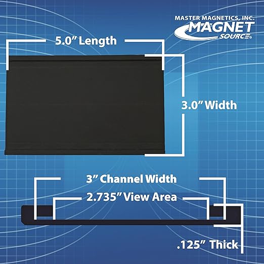 Master Magnetics Heavy-Duty Magnetic Labels - Magnetic Label Holders for a Metal File Cabinet, Shelf, Whiteboard - Fits Signs and Tags - 5" L x 3" H - Includes 35 Perforated Cards - 25-Pack